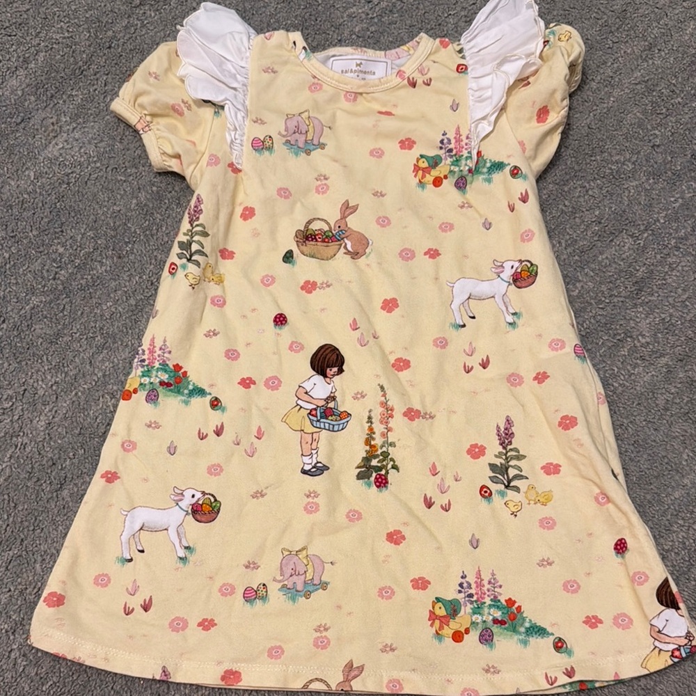 Sal and Pimenta Charming Yellow Kids Dress with Playful Print
